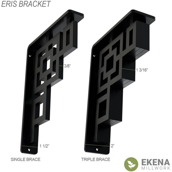 Eris Wrought Iron Bracket, (Single Center Brace), Antiqued Bronze 1 1/2W X 5 1/2D X 8H